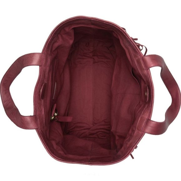 NWT Frye Vivian Leather Fringe Tote Bag - Open Red - Picture 3 of 5